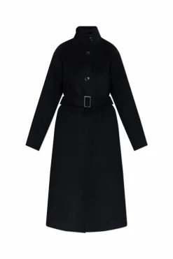 Emporio Armani GRANATOWY Płaszcz ze stójką