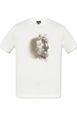 Emporio Armani kremowy T-shirt z kolekcji `Sustainability`