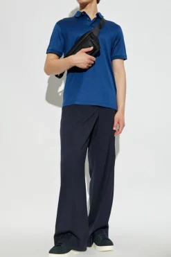 Emporio Armani NIEBIESKI Polo z logo