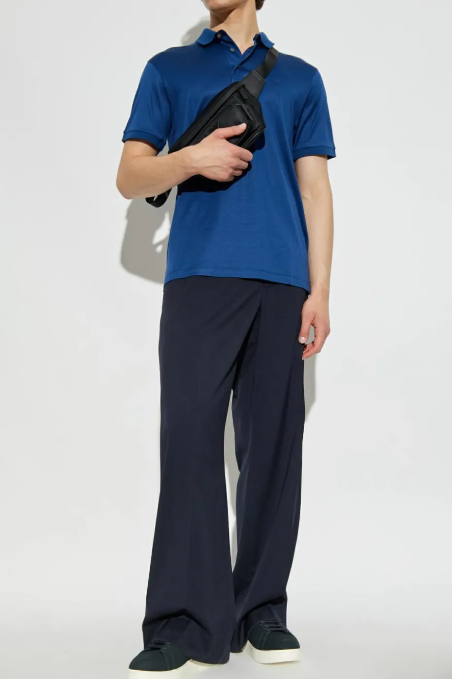 Emporio Armani NIEBIESKI Polo z logo