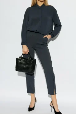 Emporio Armani SZARY Koszula z rozcięciem po bokach