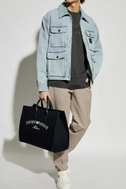 Emporio Armani SZARY Spodnie z lekko zwężanymi nogawkami