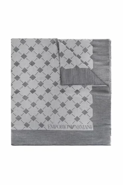 Emporio Armani SZARY Szal z monogramem