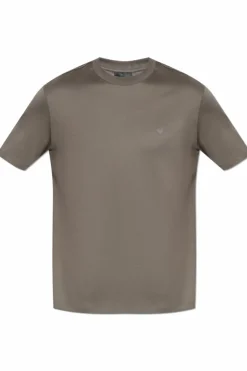 Emporio Armani SZARY T-shirt z gumowym logo