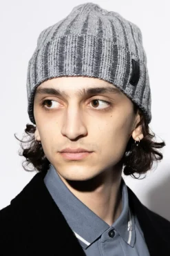 Emporio Armani SZARY Wełniana czapka