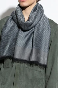 Emporio Armani SZARY Wzorzysty szal