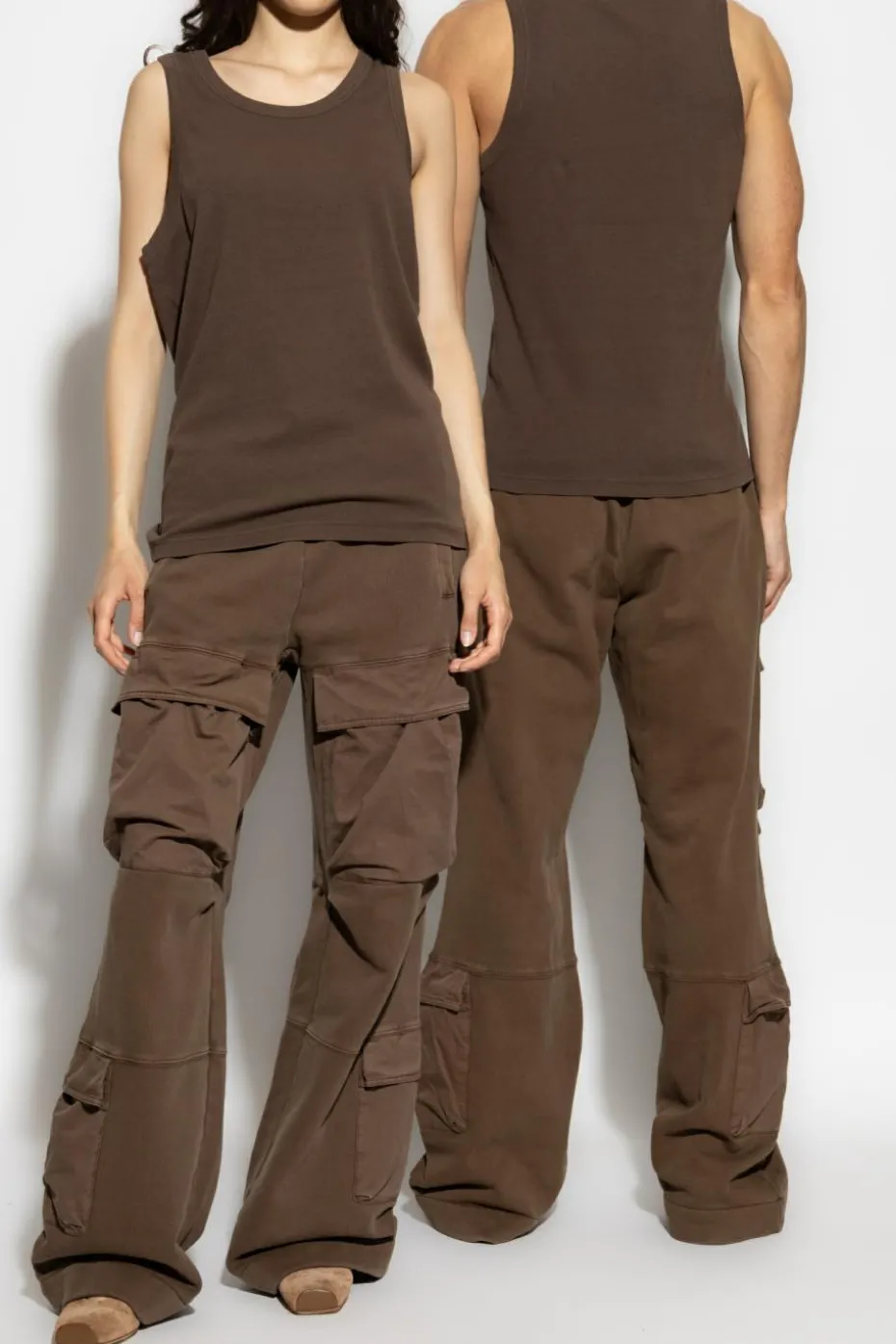 ENTIRE STUDIOS BRĄZOWY Prążkowany top
