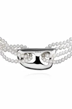 EÉRA SREBRNY Choker z perłami