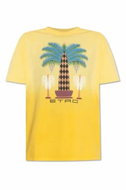 Etro BIAŁY T-shirt z kolorowym nadrukiem