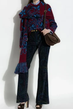 Etro BORDO Wzorzysty sweter z kołnierzem