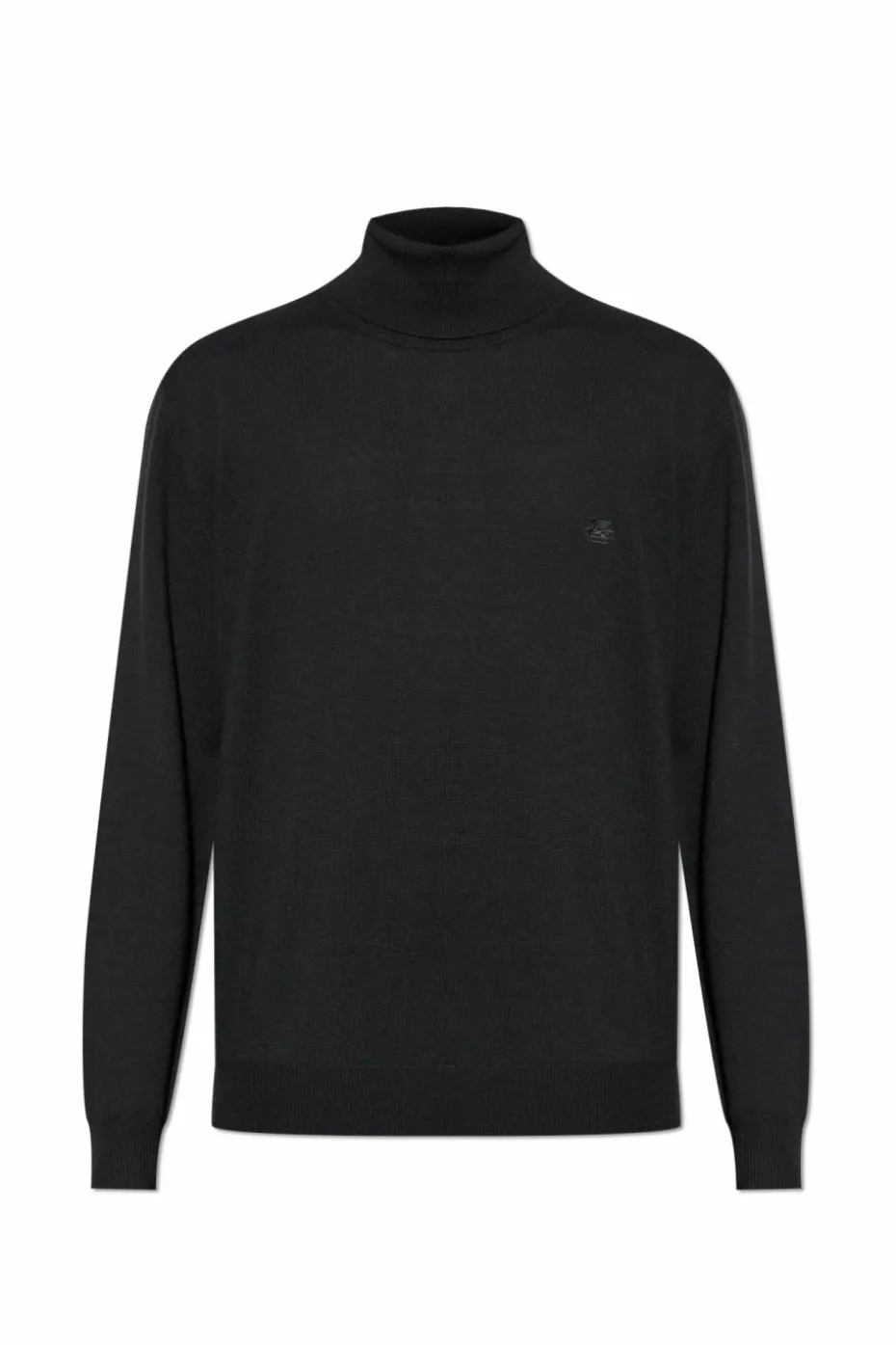 Etro CZARNY Wełniany golf z wyszytym logo