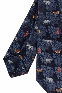 Etro GRANATOWY Jedwabny krawat