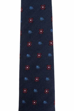 Etro GRANATOWY Jedwabny krawat