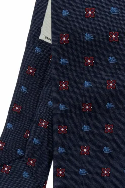 Etro GRANATOWY Jedwabny krawat