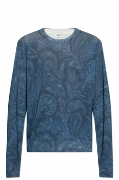 Etro GRANATOWY Wzorzysty sweter