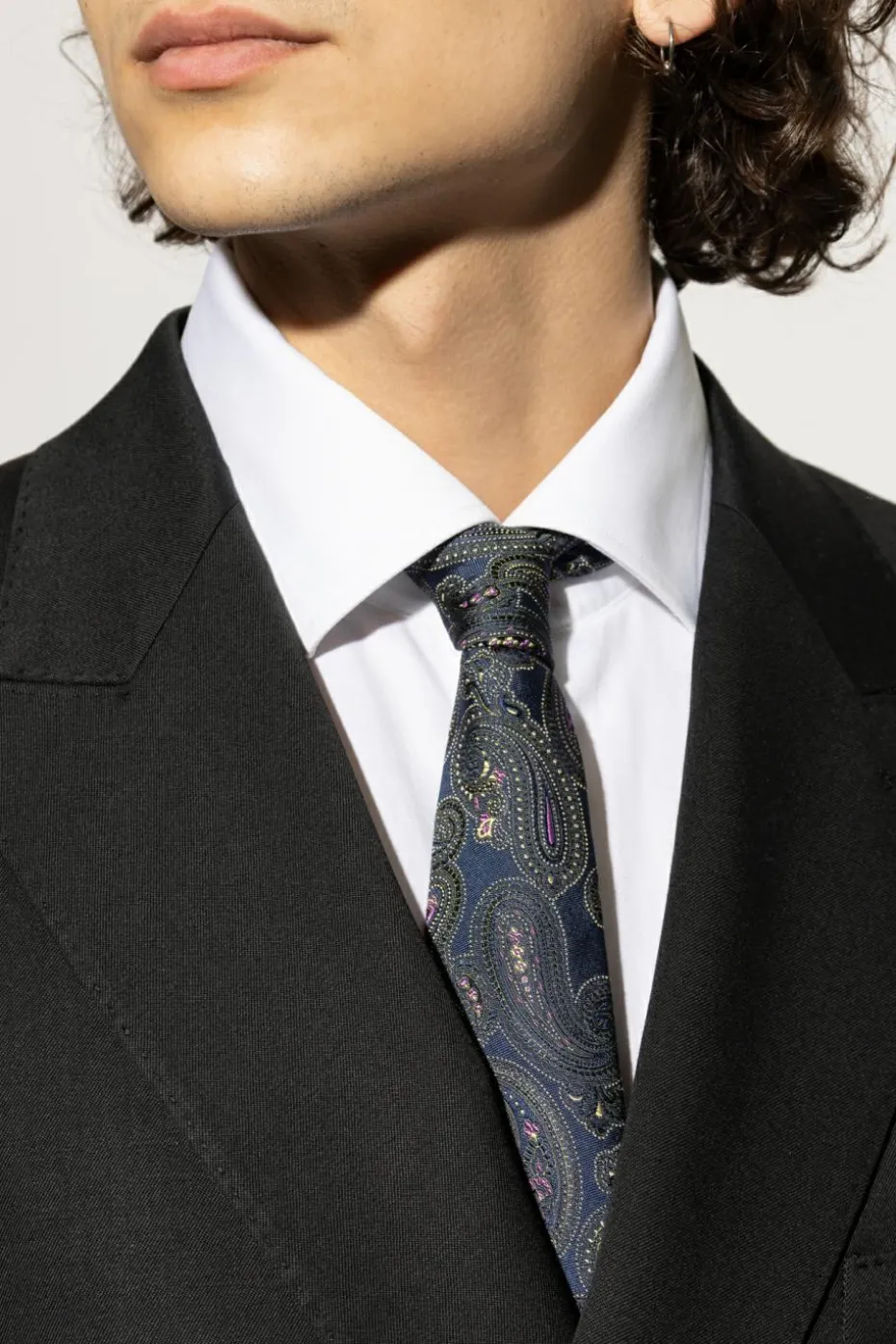 Etro GRANATOWY Wzorzysty krawat