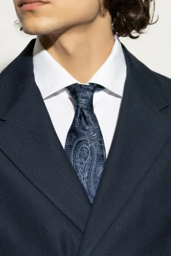Etro GRANATOWY Wzorzysty krawat