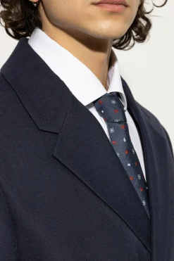 Etro GRANATOWY Wzorzysty krawat