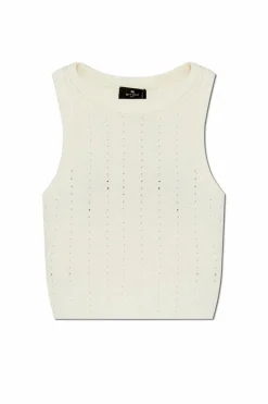 Etro kremowy Krótki top