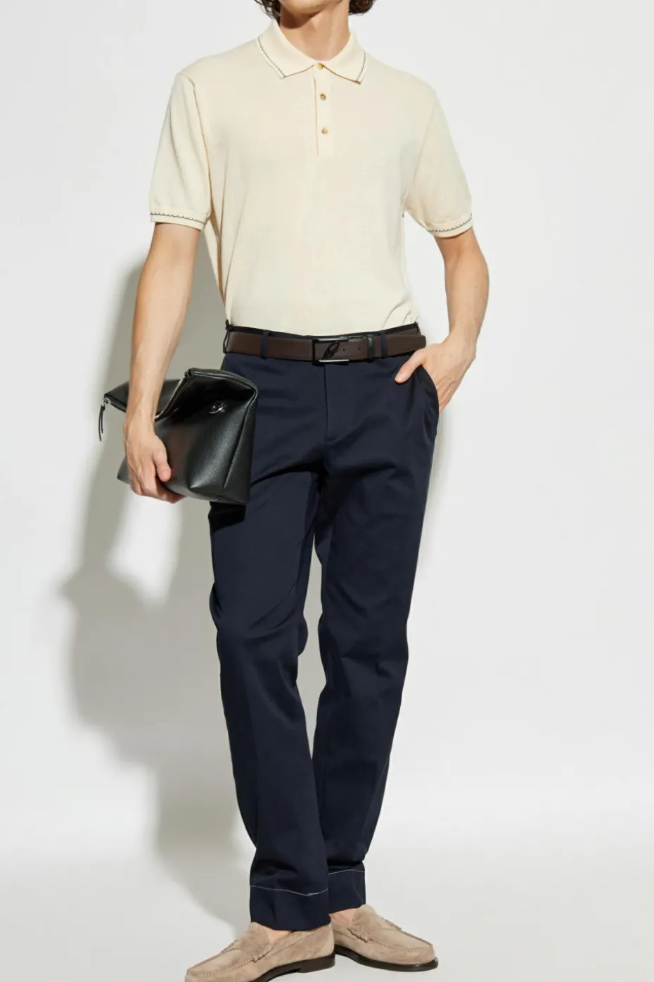 Etro kremowy Polo z wyszytym logo