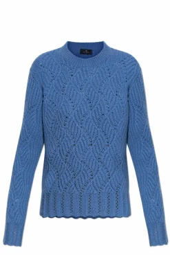 Etro NIEBIESKI Kaszmirowy sweter z okrągłym dekoltem