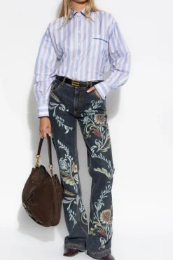 Etro NIEBIESKI Koszula typu `oversize`