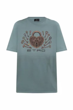 Etro NIEBIESKI T-shirt z nadrukiem
