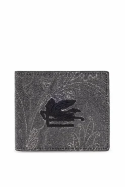Etro SZARY Portfel z wyszytym logo
