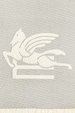 Etro SZARY Szal z logo