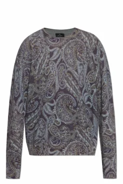 Etro SZARY Wzorzysty sweter