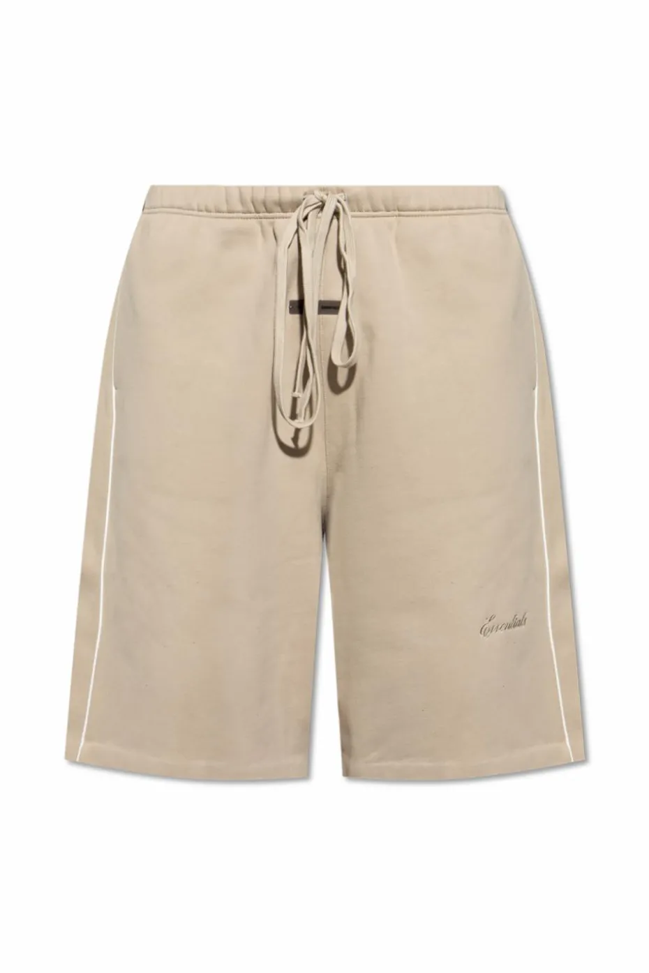 Fear Of God Essentials beżowy Dresowe szorty z lampasami