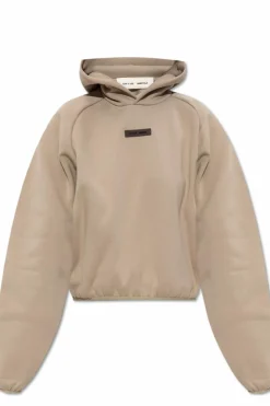 Fear Of God Essentials beżowy Krótka bluza z logo