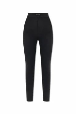 Fear Of God Essentials CZARNY Prążkowane legginsy