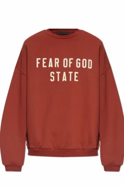 Fear Of God Essentials CZERWONY Bluza z logo