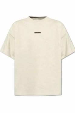 Fear Of God Essentials kremowy T-shirt z logo