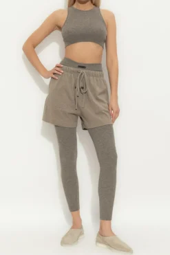 Fear Of God Essentials SZARY Szorty z wysokim stanem