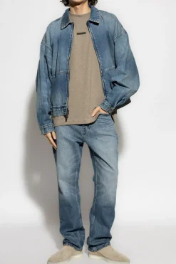 Fear Of God Essentials SZARY T-shirt z logo