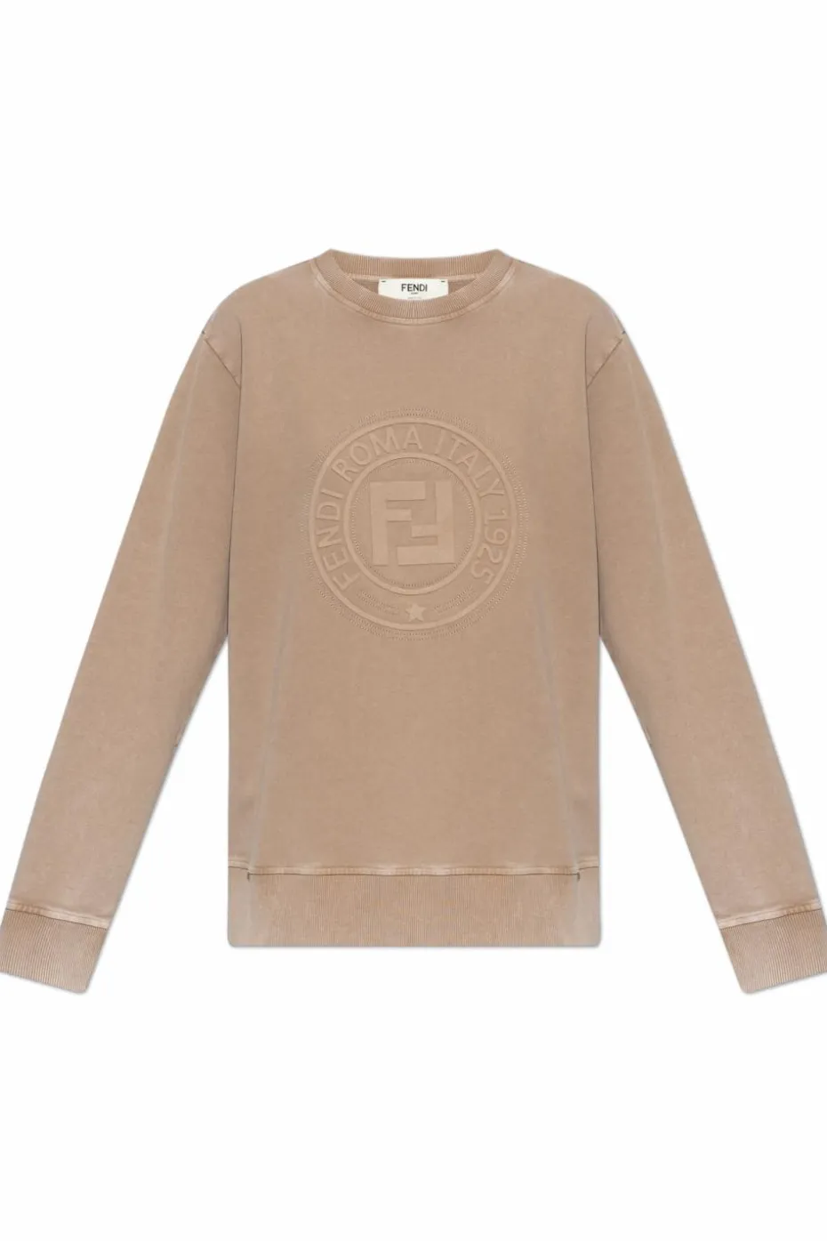 Fendi beżowy Bluza z wypukłym logo