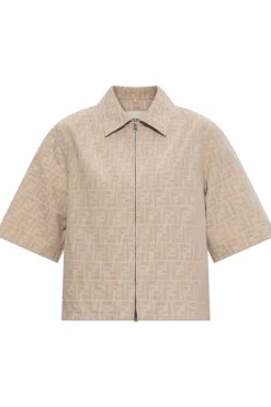 Fendi beżowy Koszula z monogramem