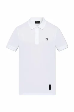 Fendi BIAŁY Polo z aplikacją w kształcie logo