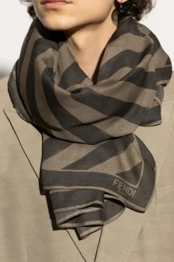 Fendi BRĄZOWY Chusta z logo