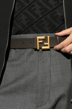 Fendi BRĄZOWY Dwustronny pasek