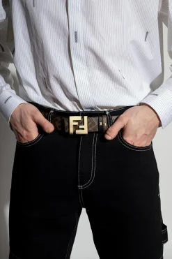 Fendi BRĄZOWY Dwustronny pasek