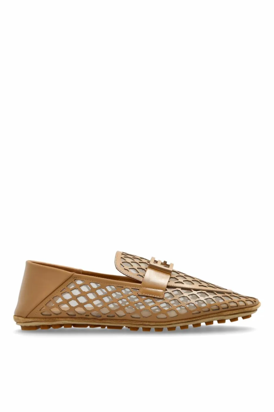 Fendi BRĄZOWY Skórzane buty typu `loafers`