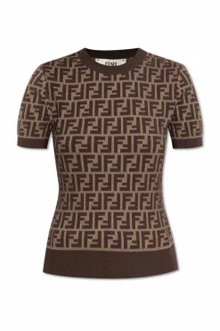Fendi BRĄZOWY Top z monogramem