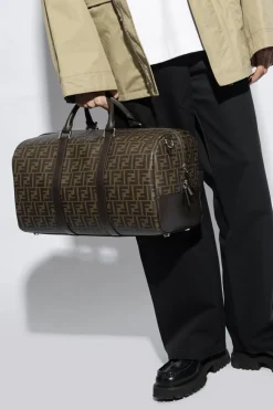 Fendi BRĄZOWY Torba podręczna z logo