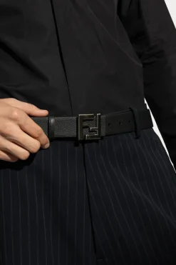 Fendi CZARNY Dwustronny pasek