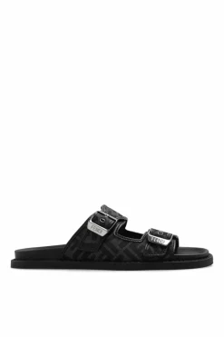 Fendi CZARNY Klapki z monogramem