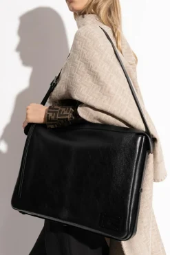Fendi CZARNY Skórzana torba na ramię ‘Smiply Fendi Large’