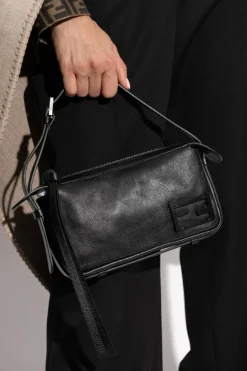 Fendi CZARNY Skórzana torba na ramię ‘Smiply Fendi Mini’